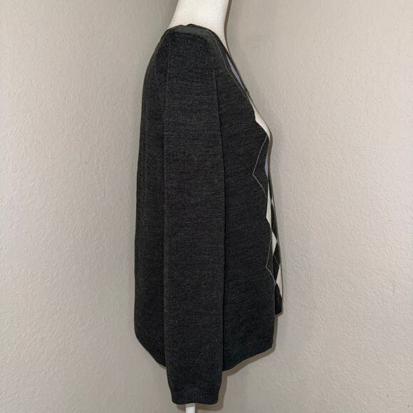 Croft & Borrow Gray & Lavender Purple Argyle Long Sleeve Pullover Sweater XL - Picture 2 of 10